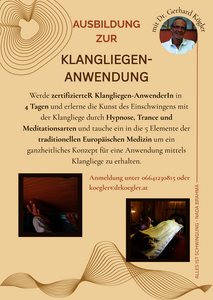 Flyer Klangliegen-Anwendung Ausbildung mit Dr. Gerhard Kögler Vorderseite Flyer Klangliegen-Anwendung Ausbildung mit Dr. Gerhard Kögler Vorderseite